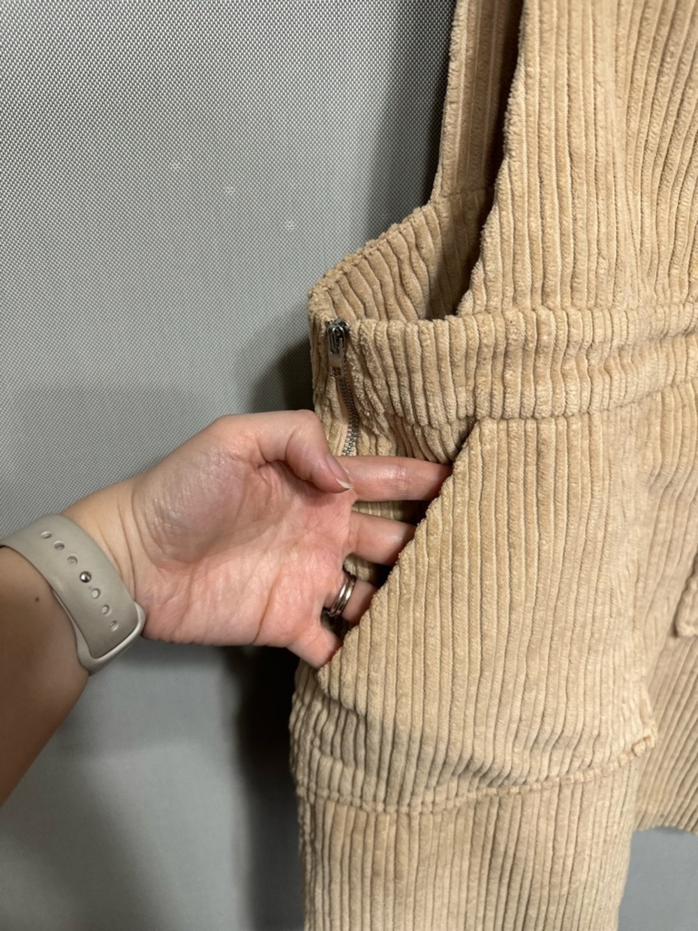Olé by Koton ($80) Beige Corduroy Pinafore Overall Mini Dress Teen Size 36/ US 4 - Picture 6 of 14